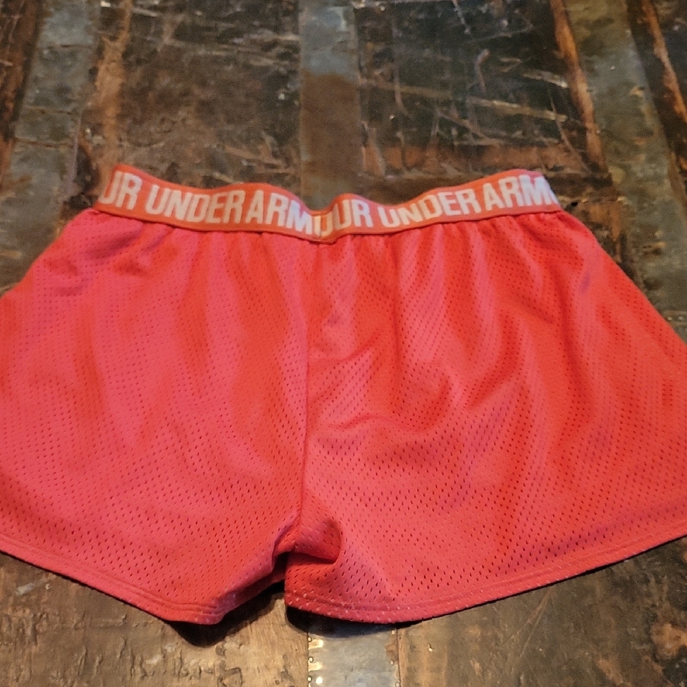 Under Armour Women's Bold Red Athletic Shorts - Picture 2 of 2